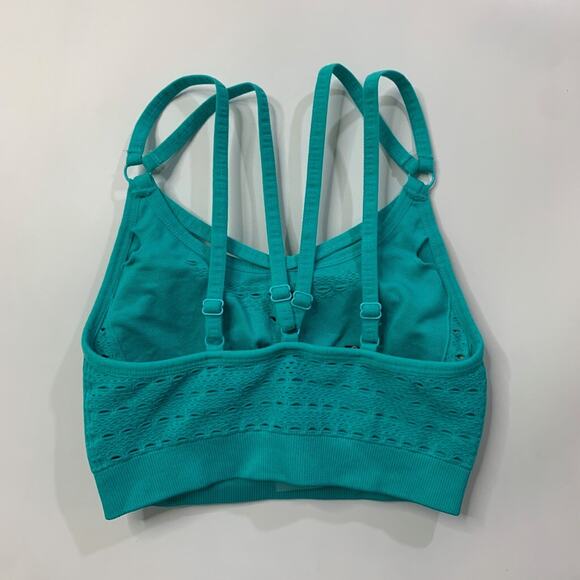 Gymshark Sports Bra Womens XS Extra Small Cyan Energy Seamless Padded Perforated - Picture 6 of 12